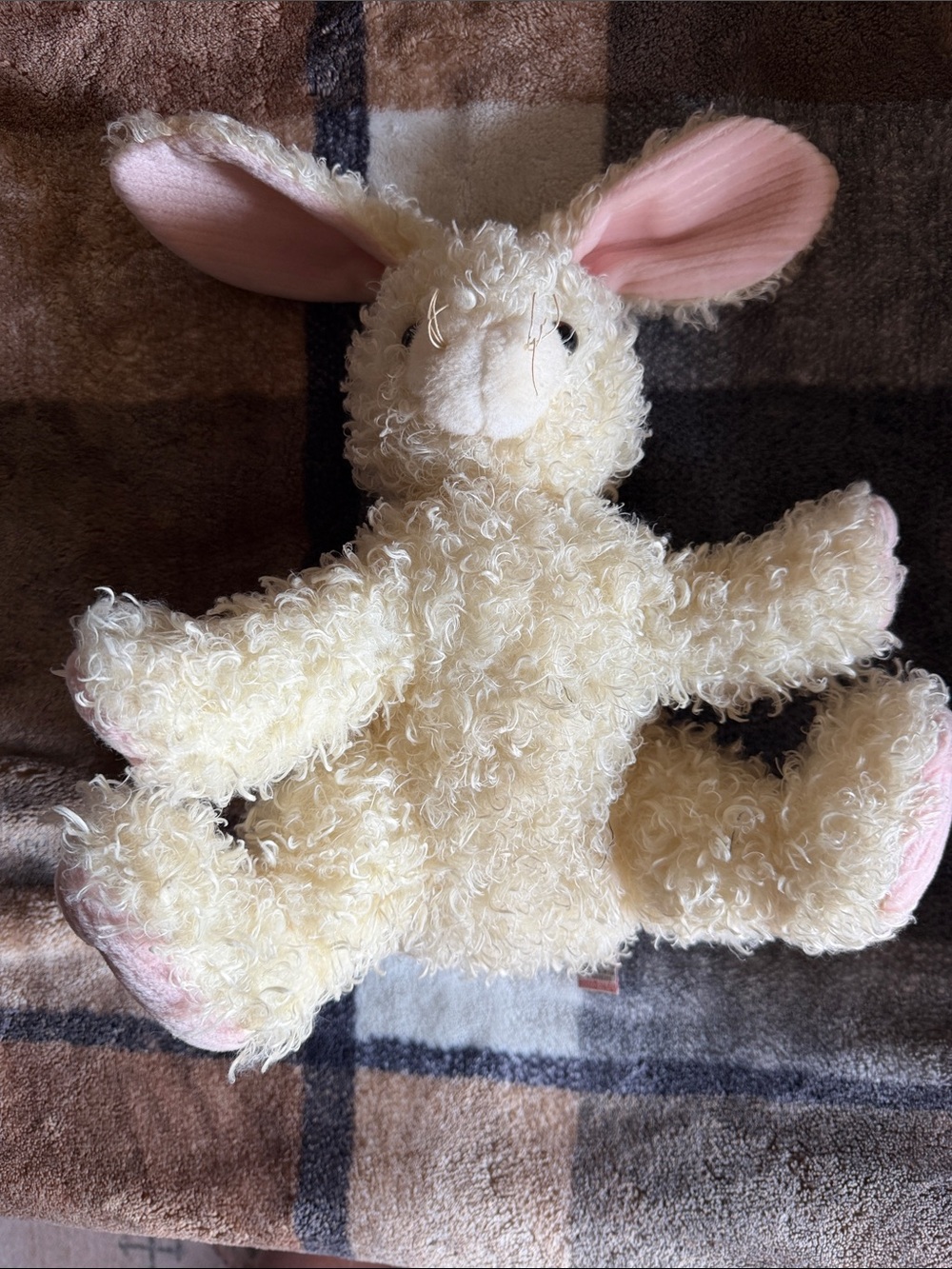 Ty Cream Lamb Plush with Pink Ears and Paws